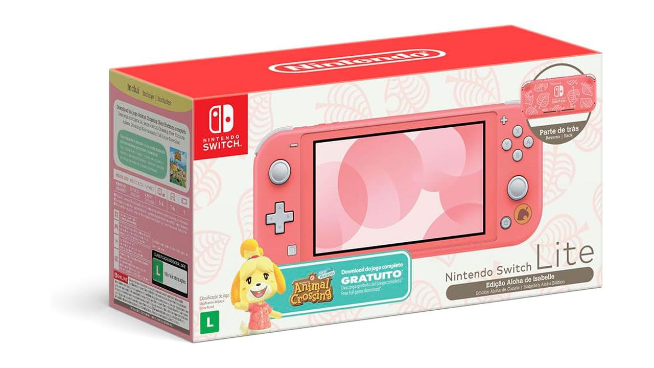 DESCONTÃO Nintendo Switch Lite Coral Animal Crossing saindo por