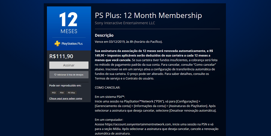 Assinatura da PlayStation Plus está com desconto de 25% em todos